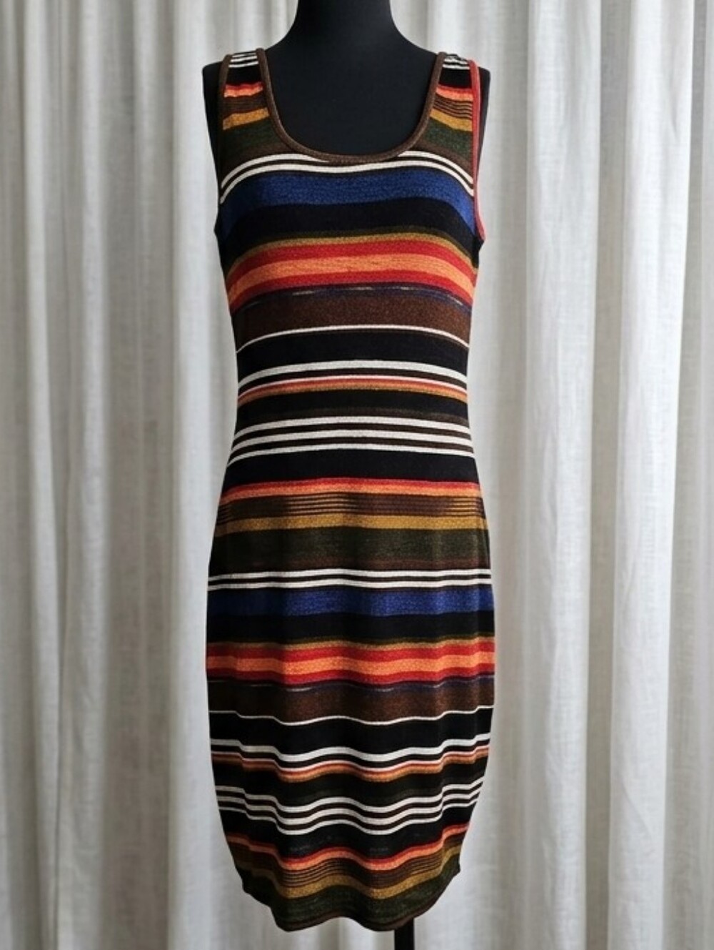 Charlotte Russe Striped Sleeveless Knit Mini Dress in Black, Blue, Red, Brown